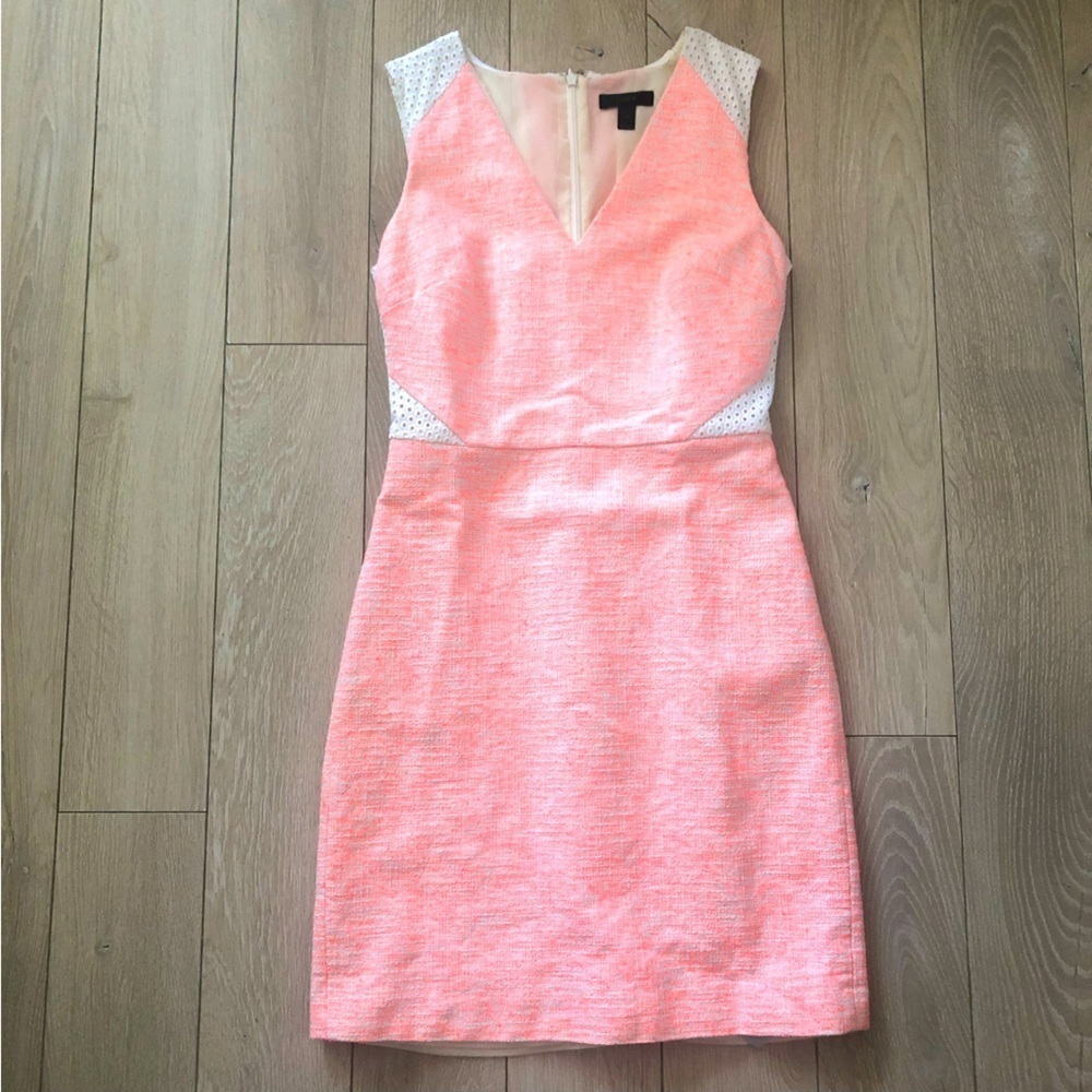 J. Crew Neon Orange Lace Detailed Mini Dress Size 2